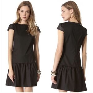 ALICE+OLIVIA Employed Dress 6 Genuine leather Cap Sleeve Drop Waist Mini LBD S